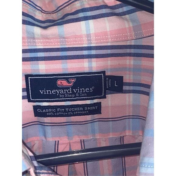 Vineyard Vines Men’s Classic Fit Tucker Shirt Pink Blue Plaid Button Down L - Picture 5 of 5